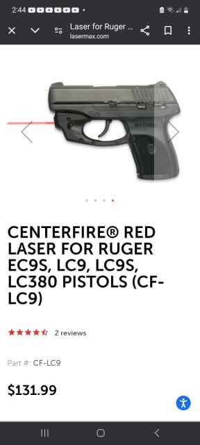 Ruger laser lasermax  lc9, lc9s, ec9s,lc380