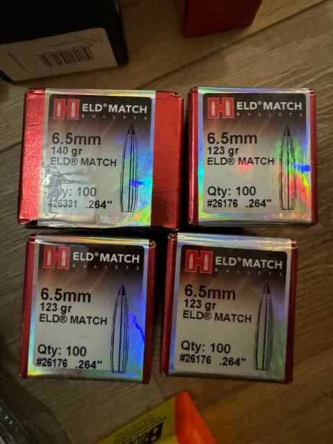 123 gr and 140 gr 6.5mm Hornady ELD Match