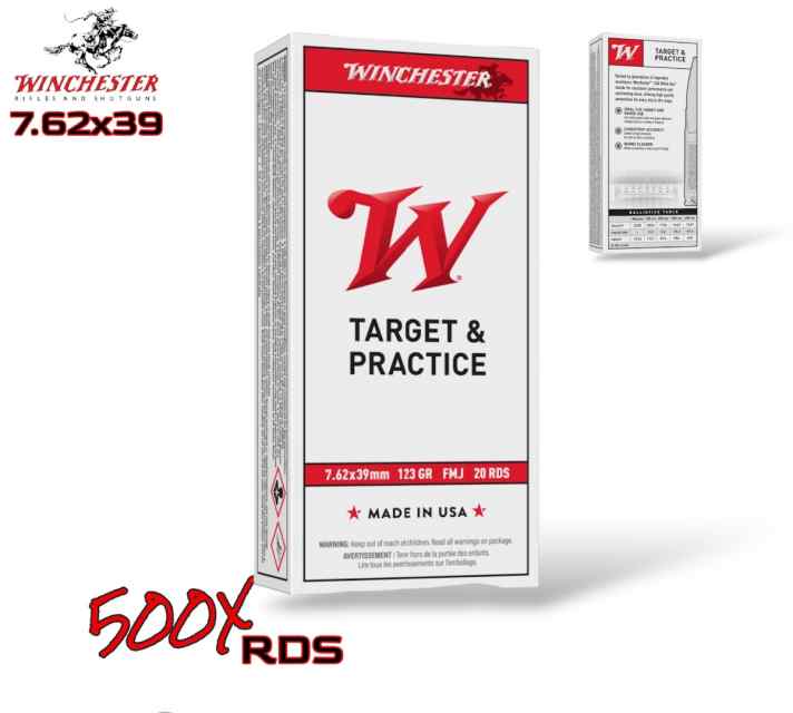 Winchester 7.62x39 123gr FMJ Ammo - 200Rds 